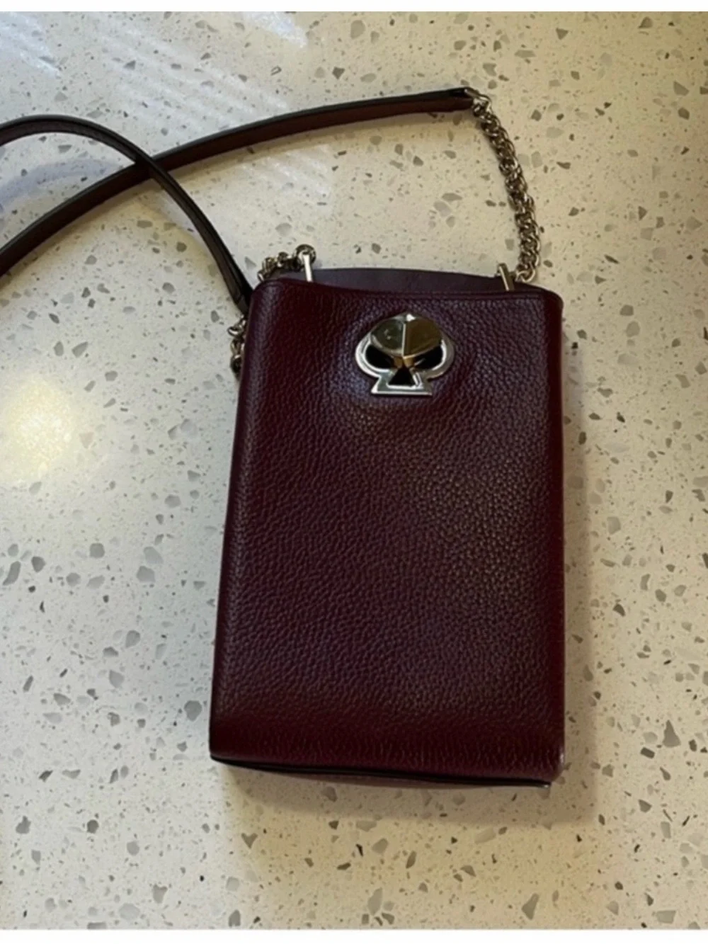 kate spade Wine Leather Logo Crossbody Bag